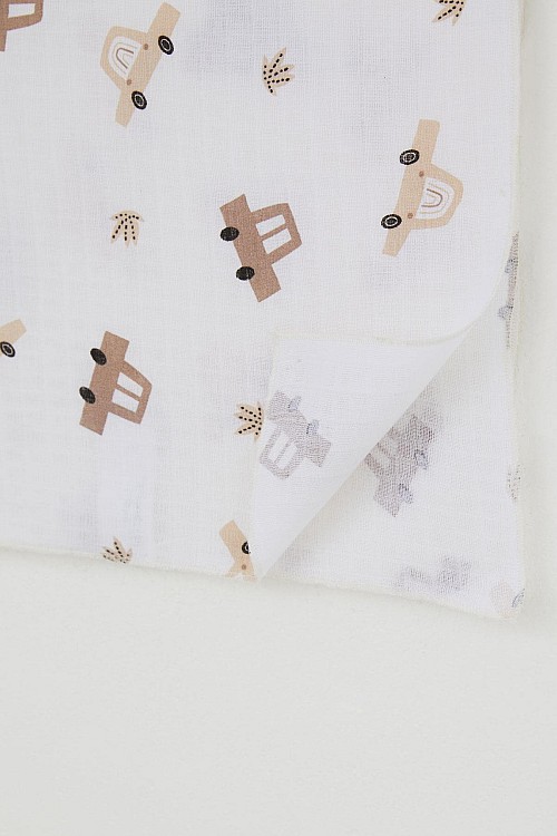 Yenidoğan Bebek Müslin Battaniye Mutlu Araba Rüyası Krem (Standart)