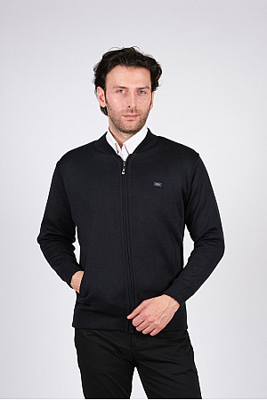LINED KNITWEAR MEN&#39;S KNITTED JACKET WITH DOMINANT COLLAR LINED