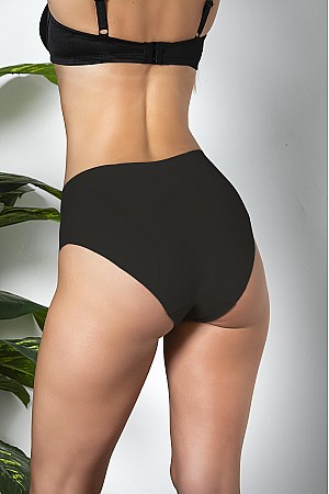 3-PACK SEAMLESS, NON-MARKING, LASER CUT, HIGH WAIST SLIP PANTIES BLACK (MGP21263)