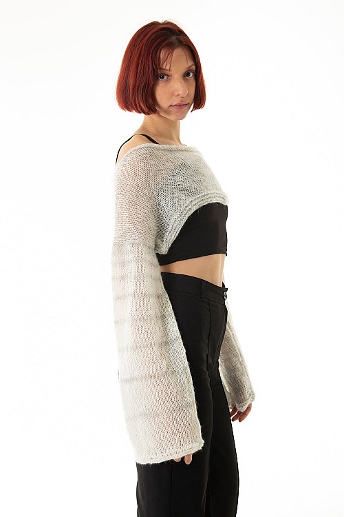 Gri Salaş Angora Crop Top