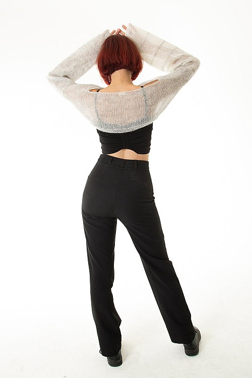 Gri Salaş Angora Crop Top