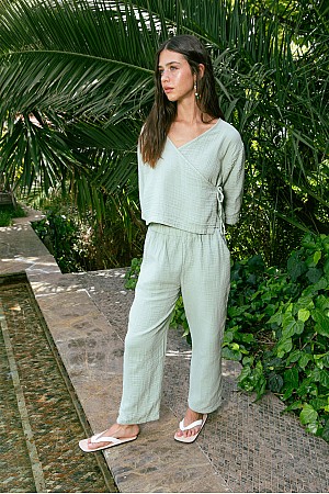 Mint Yeşili Müslin Pantolon