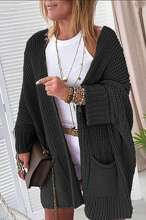 Women&#39 S Oversize Fit, Loose Knit Cardigan With Pocket Detail, 10157