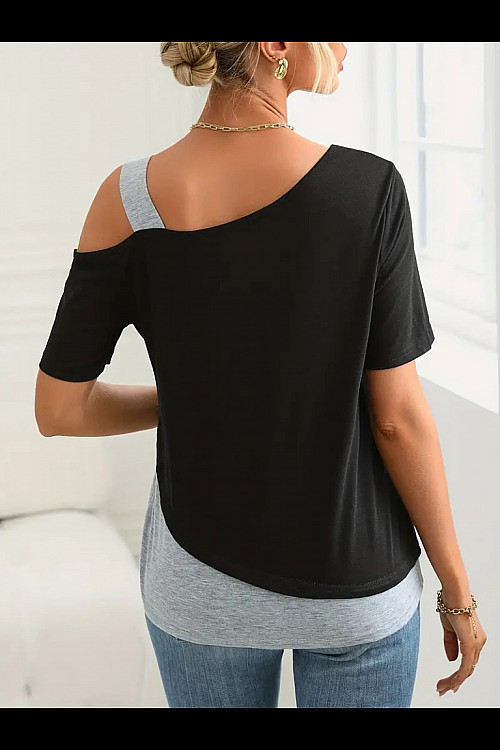 Women&#39 S Short Sleeve One Shoulder Off Shoulder Viscose Blouse With Strap Detail, 14421