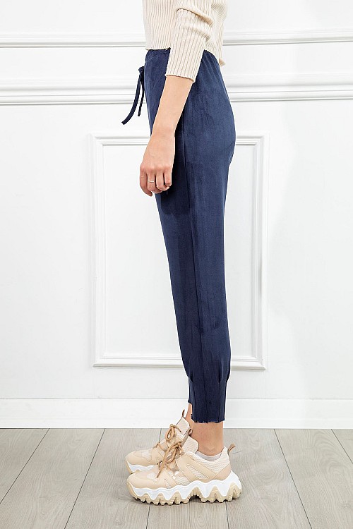 Navy slim trousers womens store