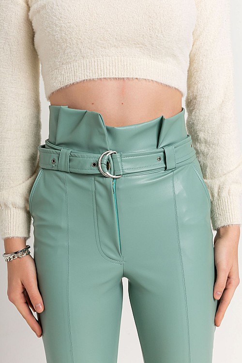 High waisted slim fit trousers on sale