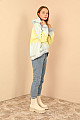 3 İplik Kumaş Kapüşonlu Oversize/Salaş Batik Desen Kadın Sweatshirt-Mint