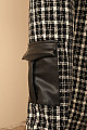 Tüvit Kumaş Uzun Boy Çizgili Kargo Kadın Pantolon-Siyah