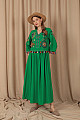 Viskon Kumaş Nakışlı Püskül Detaylı Kadın Elbise-Yeşil