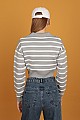 Gömlek Yaka Triko Çizgili Crop-Gri