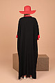 Viskon Kumaş Tavuskuşu Nakışlı Kadın Elbise-Siyah
