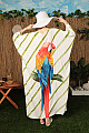 Viskon Kumaş Papağan Desenli Salaş Kadın Elbise-YAĞ YEŞİLİ