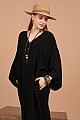 Viskon Kumaş Sırtı Nakışlı Kadın Elbise-Siyah