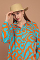 Viskon Kumaş Zebra Desen Kadın Gömlek Elbise-Oranj