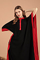 Viskon Kumaş Garnili Nakışlı Elbise-Siyah/Kırmızı