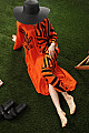 Viskon Kumaş Pano Baskı Kadın Salaş Elbise-Oranj