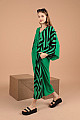 Viskon Kumaş Pano Baskı Kadın Salaş Elbise-Yeşil