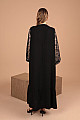 Viskon Kumaş Kolları Dantel Yıldız Nakışlı Kadın Elbise-Siyah