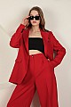 Atlas Kumaş Kadın Oversize Ceket-Kırmızı