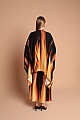 Viskon Kumaş Renk Geçişli Kadın Kimono Takım-Siyah