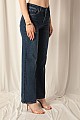 Denim Kumaş Wide Leg Kadın Lacivert Kot Pantolon