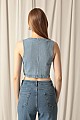 Denim Kumaş Kadın Mavi Kot Yelek