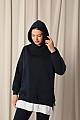 Üç İplik Kumaş Kapüşonlu Kadın Lacivert Sweat
