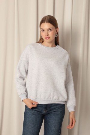 Three Thread Zero Collar Grass Women&#39;s Gray Sweater