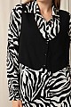 Viskon Kumaş Yelekli Kadın Zebra Gömlek