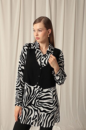 Women&#39;s Zebra Shirt with Viscose Fabric Vest