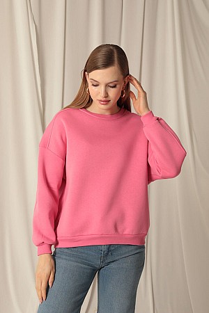 Three Thread Zero Collar Grass Women&#39;s Pink Sweater
