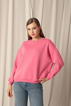 Three Thread Zero Collar Grass Women&#39;s Pink Sweater