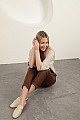 Sofia Keten Duble Paça Kadın Pantolon-Kahve
