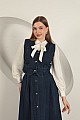 Denim Kumaş Yelekli Takım-Koyu Mavi