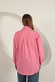 Poplin Kumaş Kot Garnili Pembe Kadın Gömlek