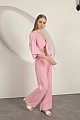 Müslin Kumaş Bol Paça Kadın Pantolon-Pembe