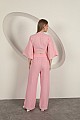 Müslin Kumaş Bol Paça Kadın Pantolon-Pembe