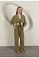 Müslin Kumaş Kimono-Haki