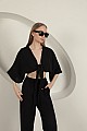 Müslin Kumaş Kimono-Siyah