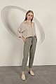 Gabardin Kumaş Püsküllü Kadın Pantolon-Haki