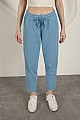 Gabardin Kumaş Püsküllü Kadın Pantolon-Mavi