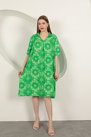 Viscose Patterned Dress-Green
