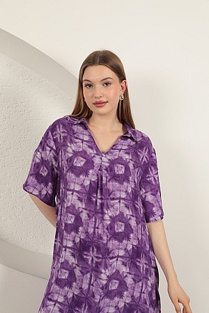 Viscose Patterned Dress-Purple