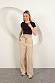 Çilek Viskon Kumaş Basic Crop-Kahve