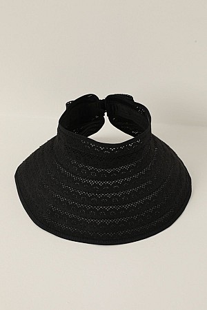 Straw Lace Detailed Visor Hat-Black