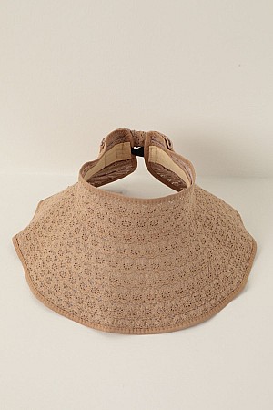 Straw Lace Detailed Visor Hat-Camel