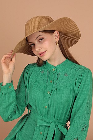 Straw Women&#39;s Hat-Camel