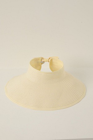 Straw Bow Detailed Visor Hat-Ecru