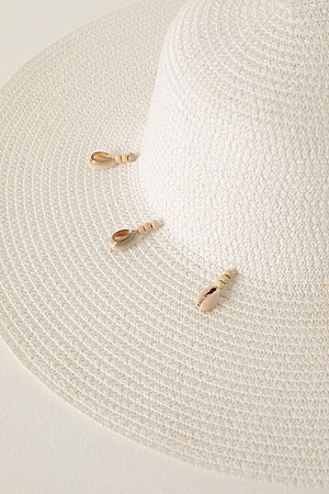 Straw Shell Women&#39;s Hat-White