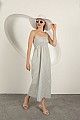 Örme Kumaş Gipeli Çizgili Elbise-Mint